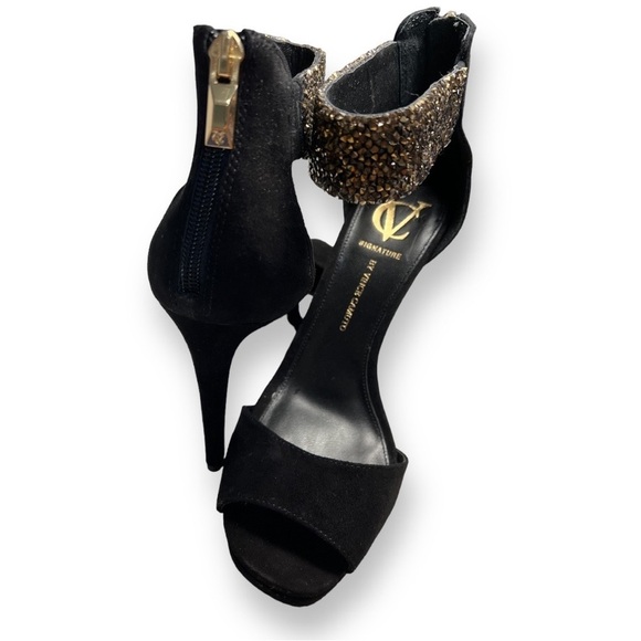 Vince Camuto Signature | Nero Gold Crystal Strap High Heel Sz 10 - Picture 2 of 7